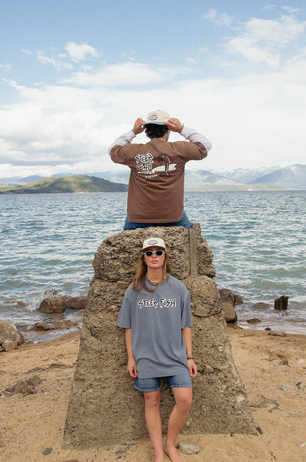 "beached trout" oversized tee - surf blue