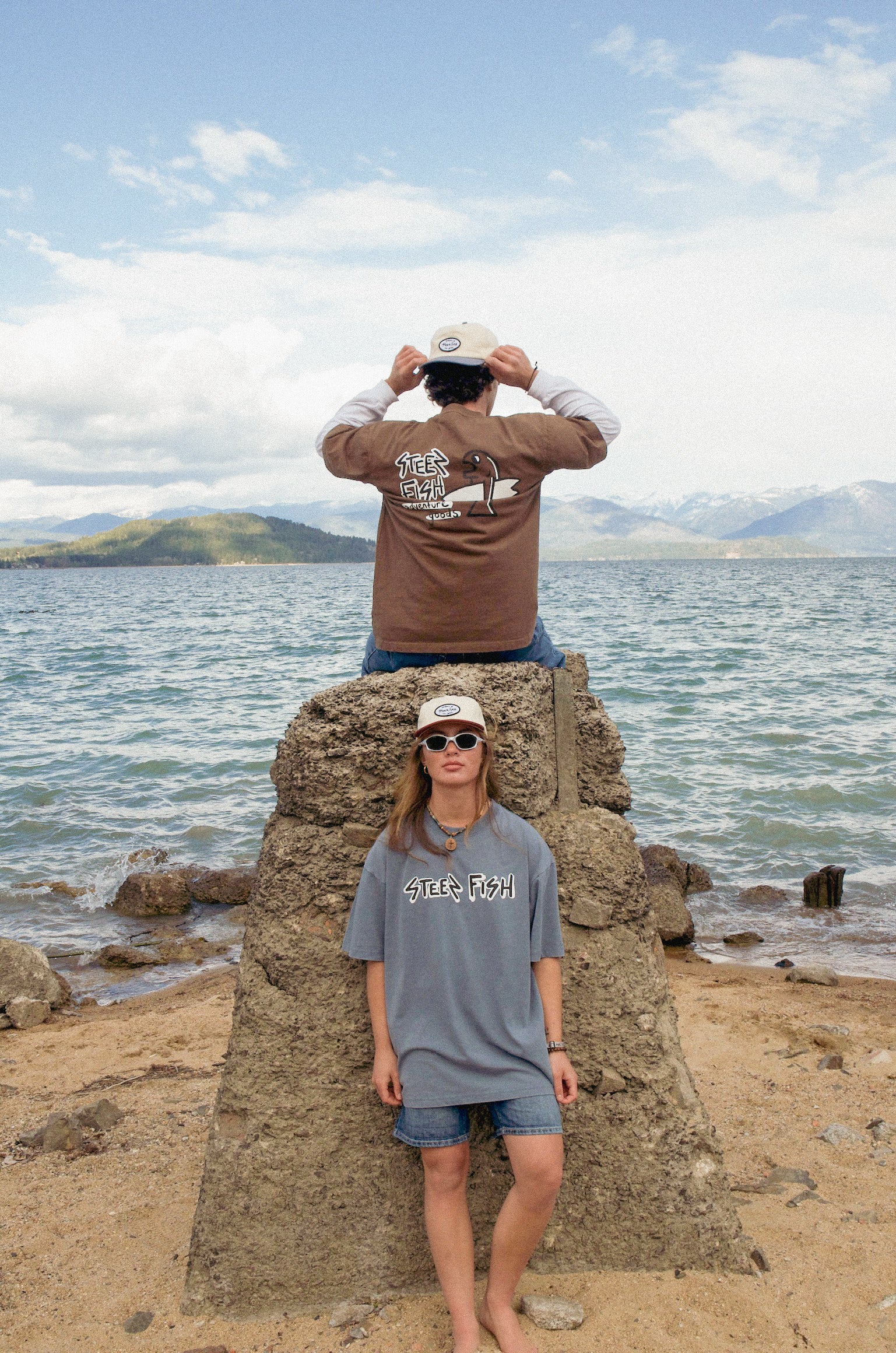 "beached trout" oversized tee - surf blue