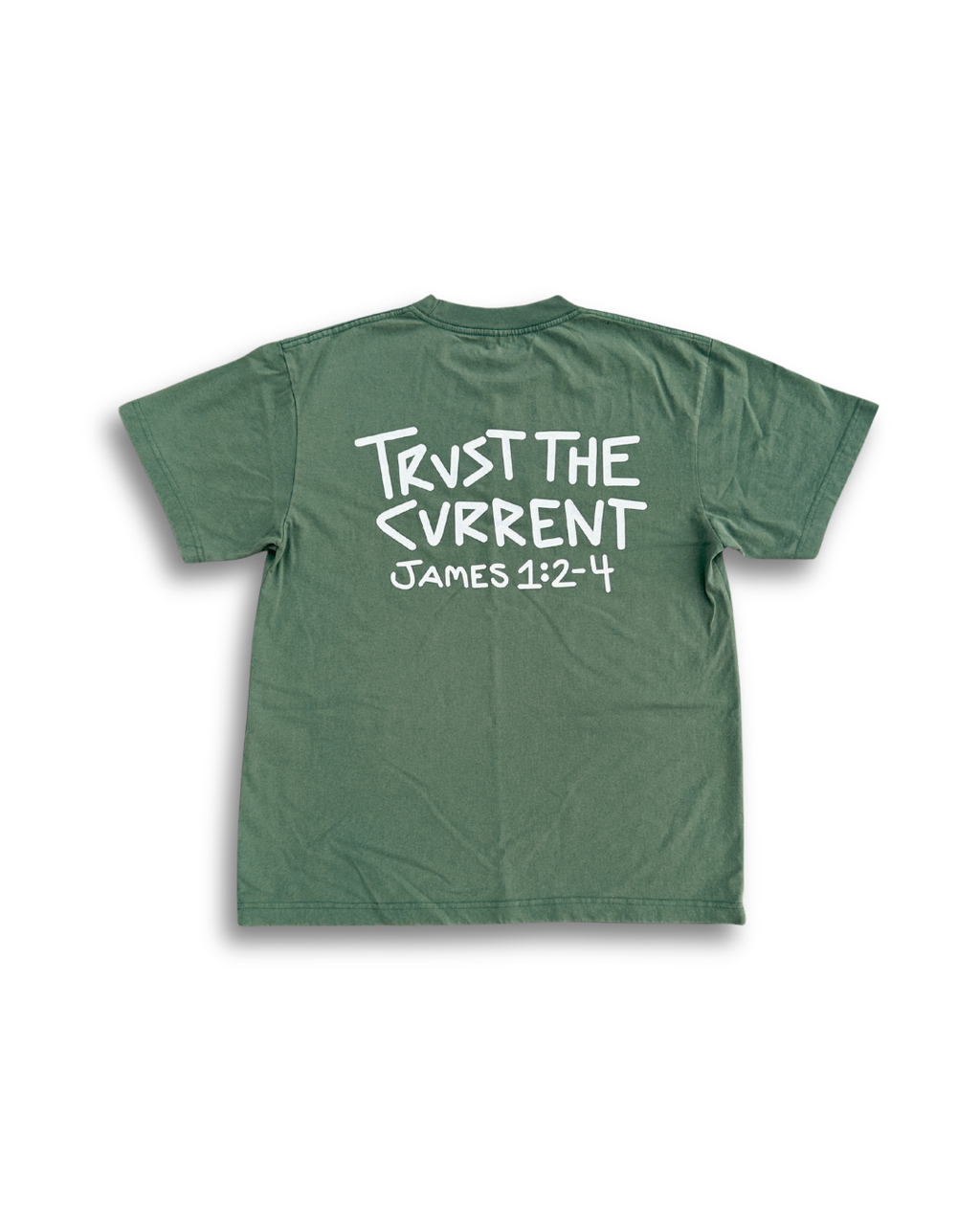 "trust the current" oversized tee - lichen green
