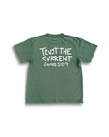 "trust the current" oversized tee - lichen green
