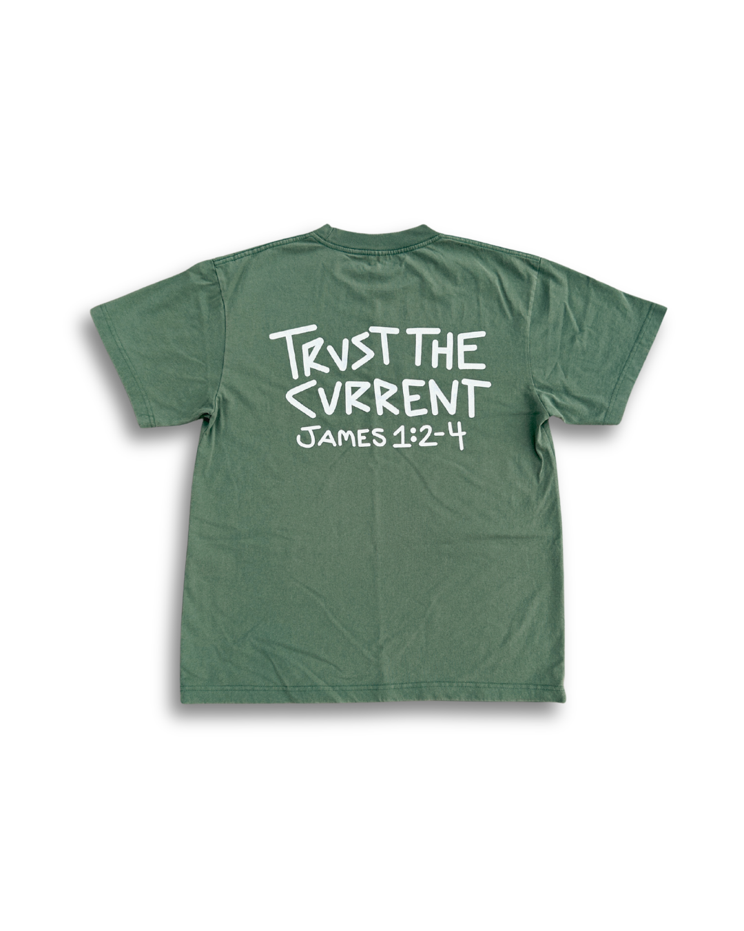 "trust the current" oversized tee - lichen green