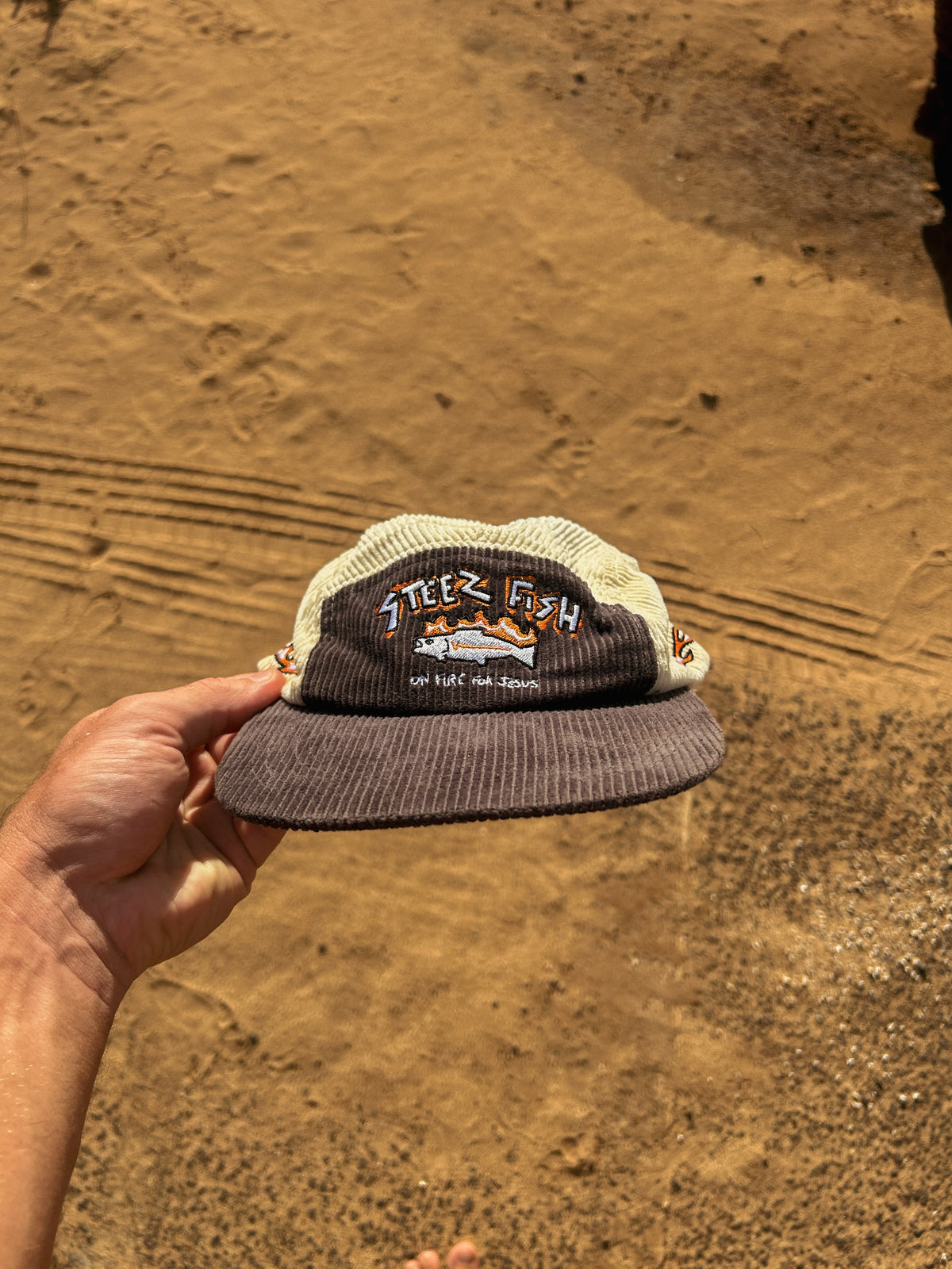 “on fire for Jesus” corduroy hat