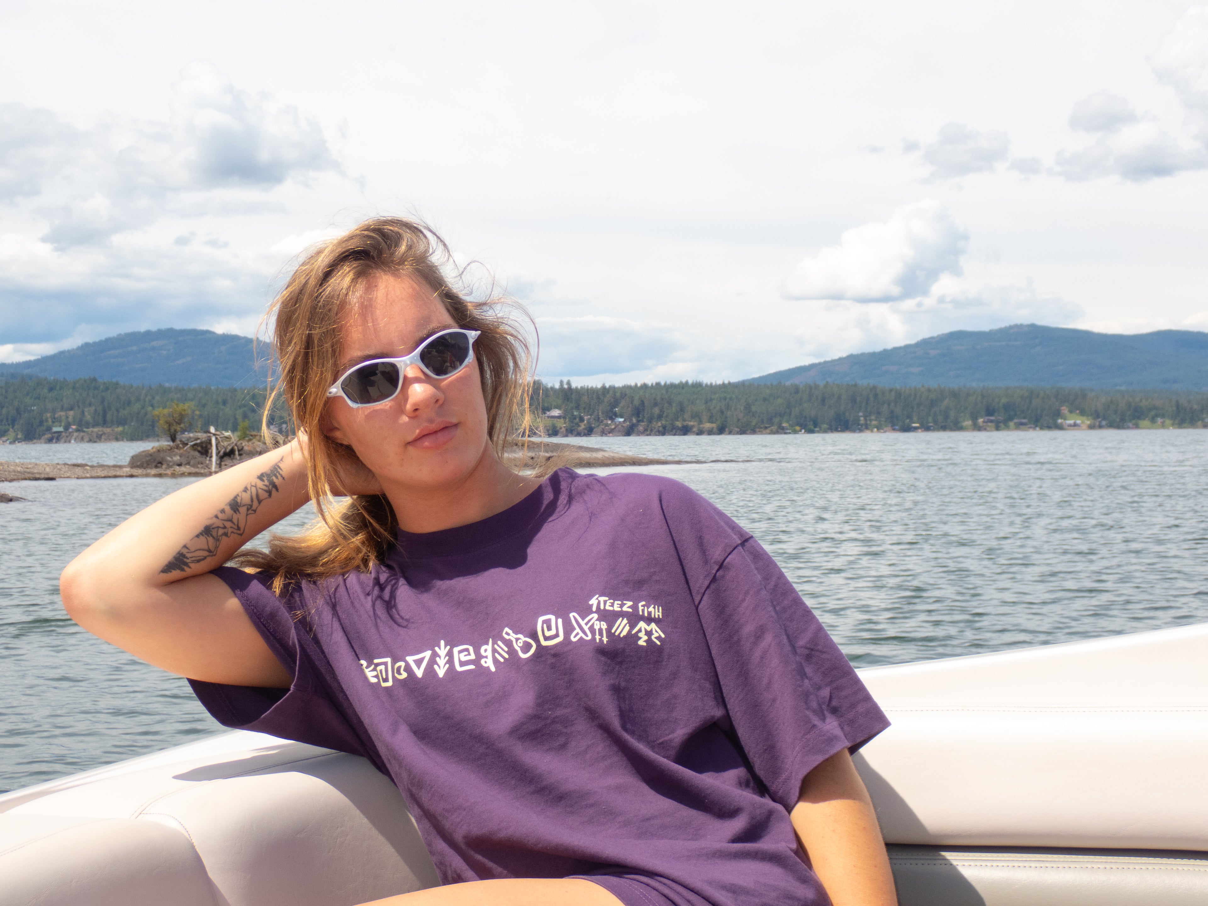 purple shirt