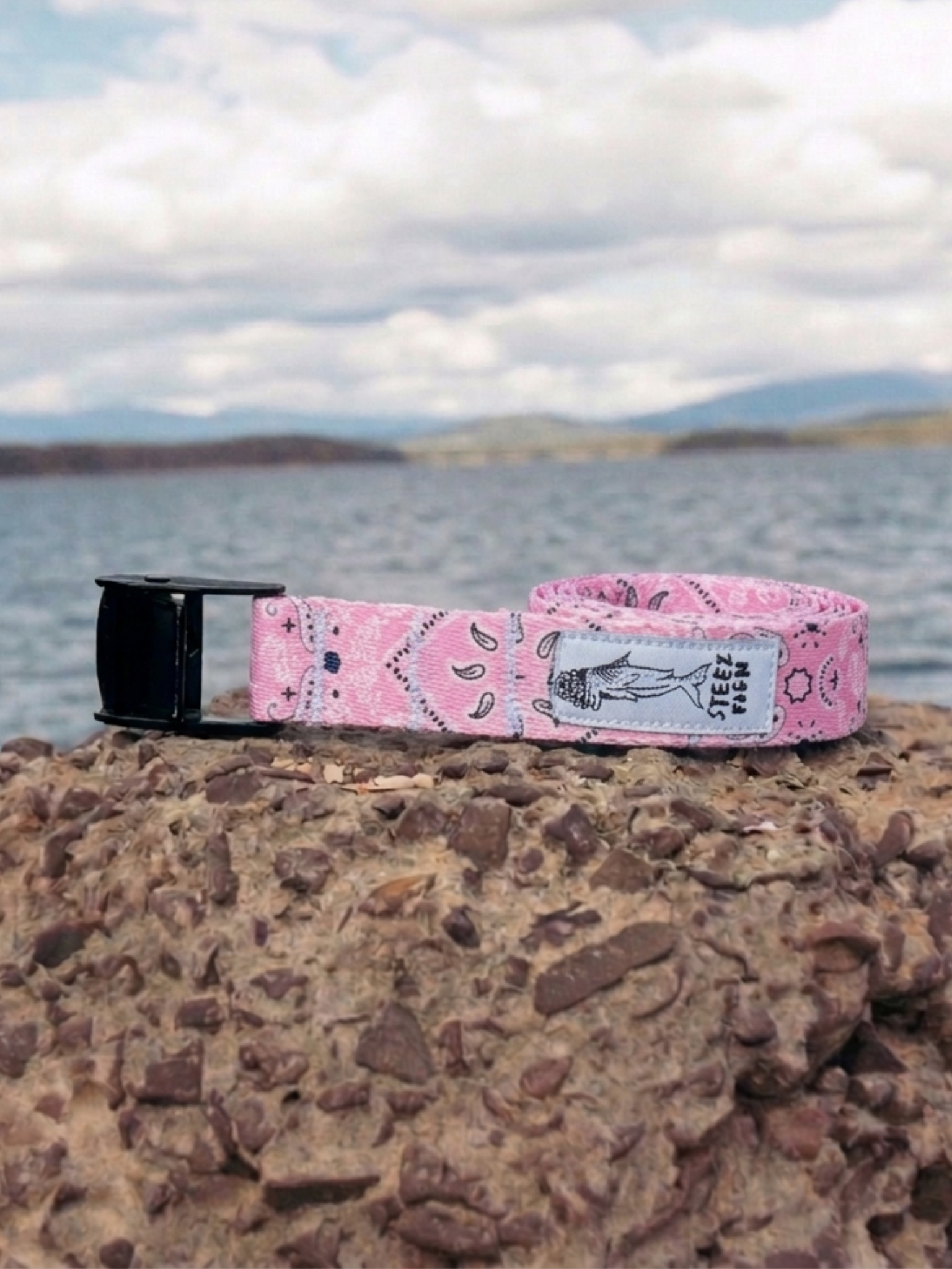 pink paisley cam-strap belt