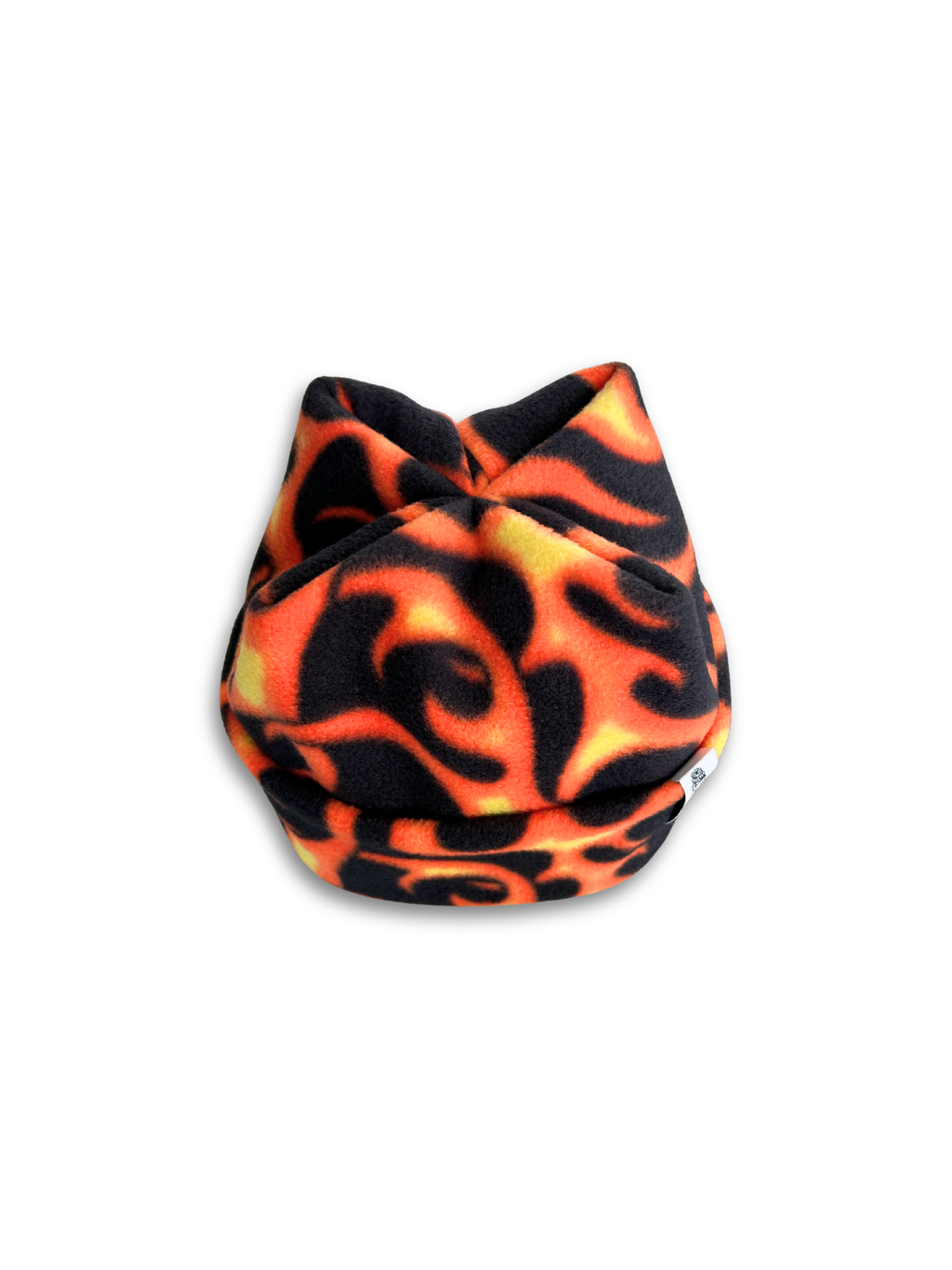 Flames fleece beanie with white fish tag