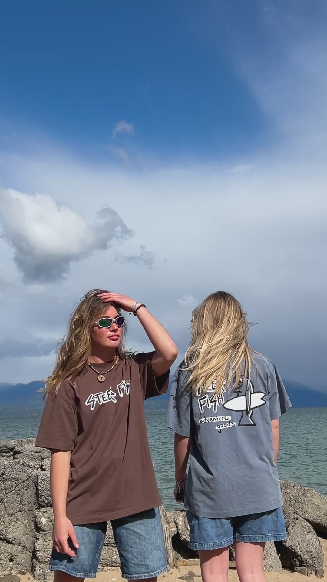 "beached trout" oversized tee - surf blue
